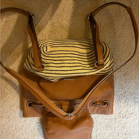 Brown and Cream Women's Bucket Bag - Picture 4 of 7